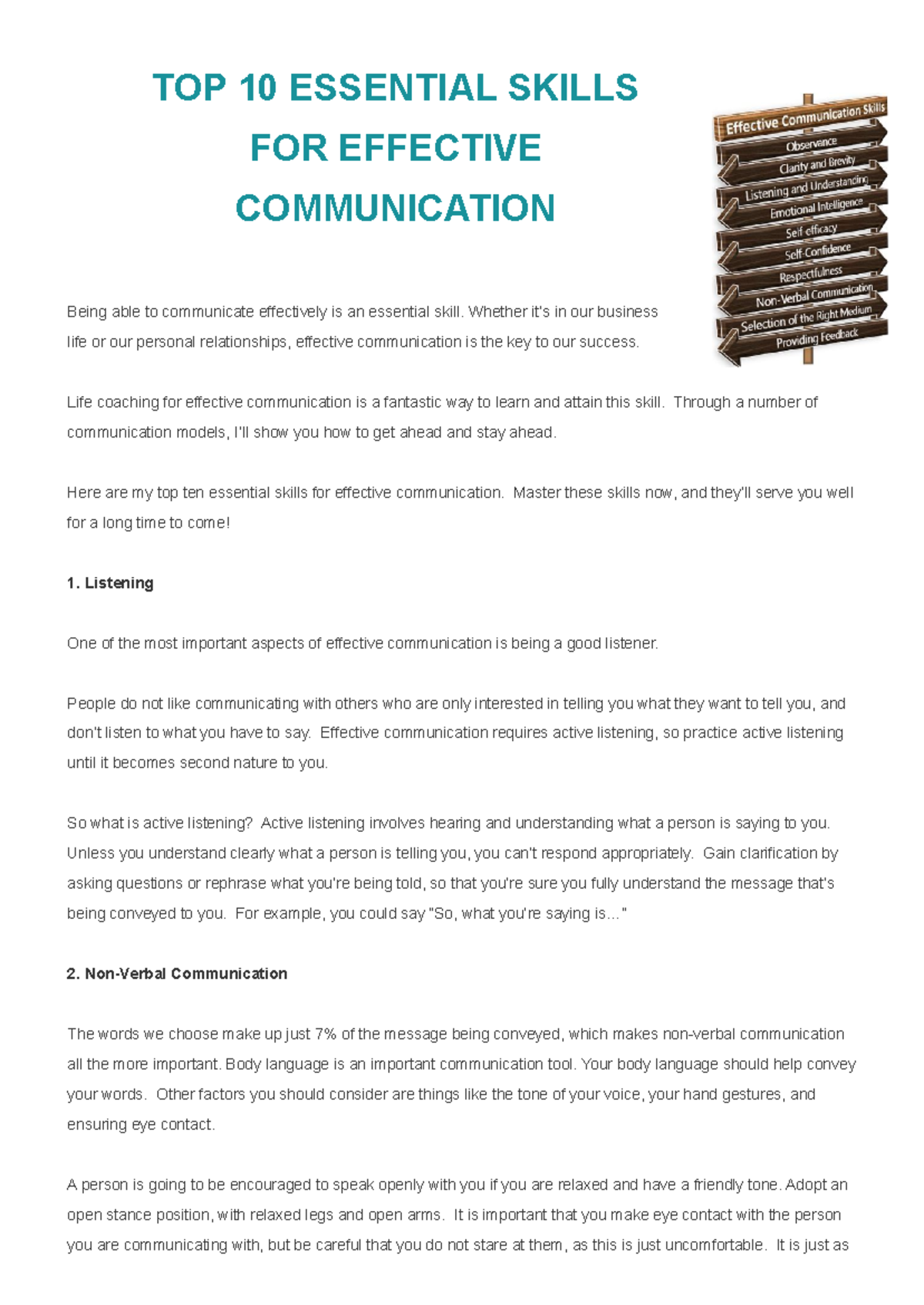 TOP 10 Essential Skills FOR Effective Communication - TOP 10 ESSENTIAL ...