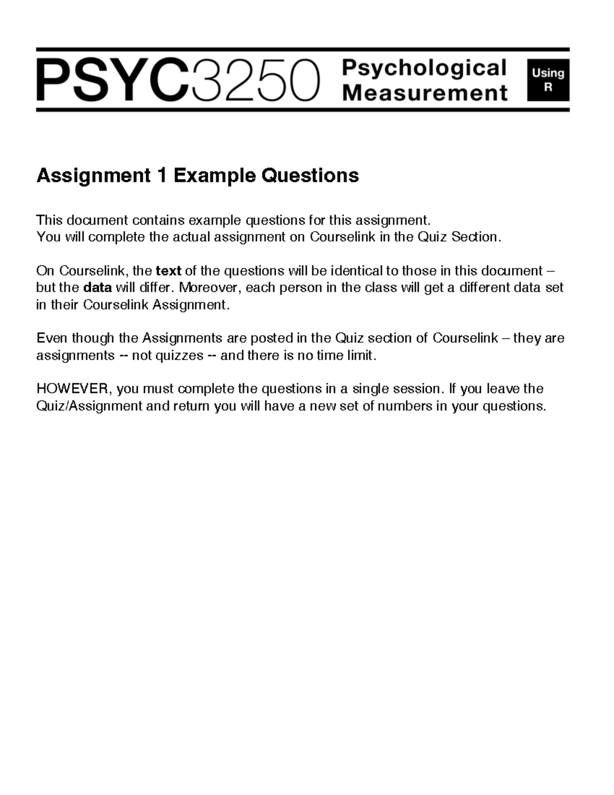 Assignment 1 example questions - Psyc3250 - U of G - Studocu