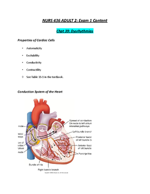 NURS 436 Adult 2 Exam 1 Content - NURS 436 ADULT 2: Exam 1 Content Chpt ...