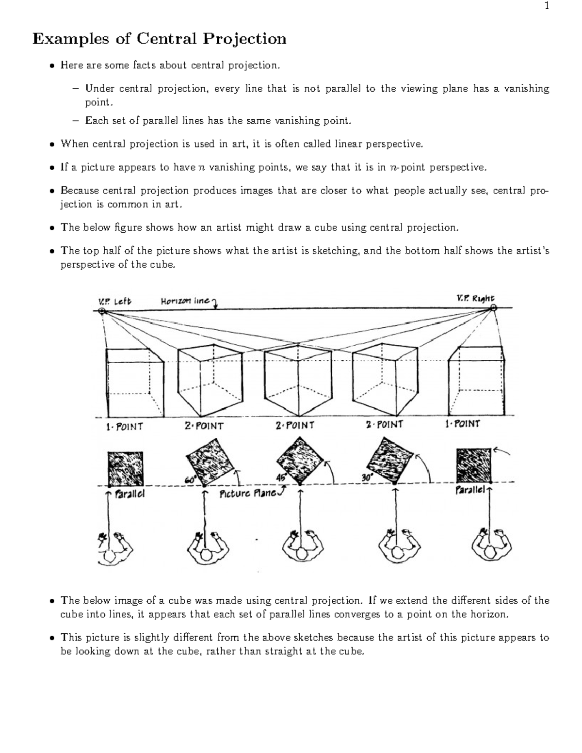 Central projection notes - 1 Examples of Central Projection Here are ...