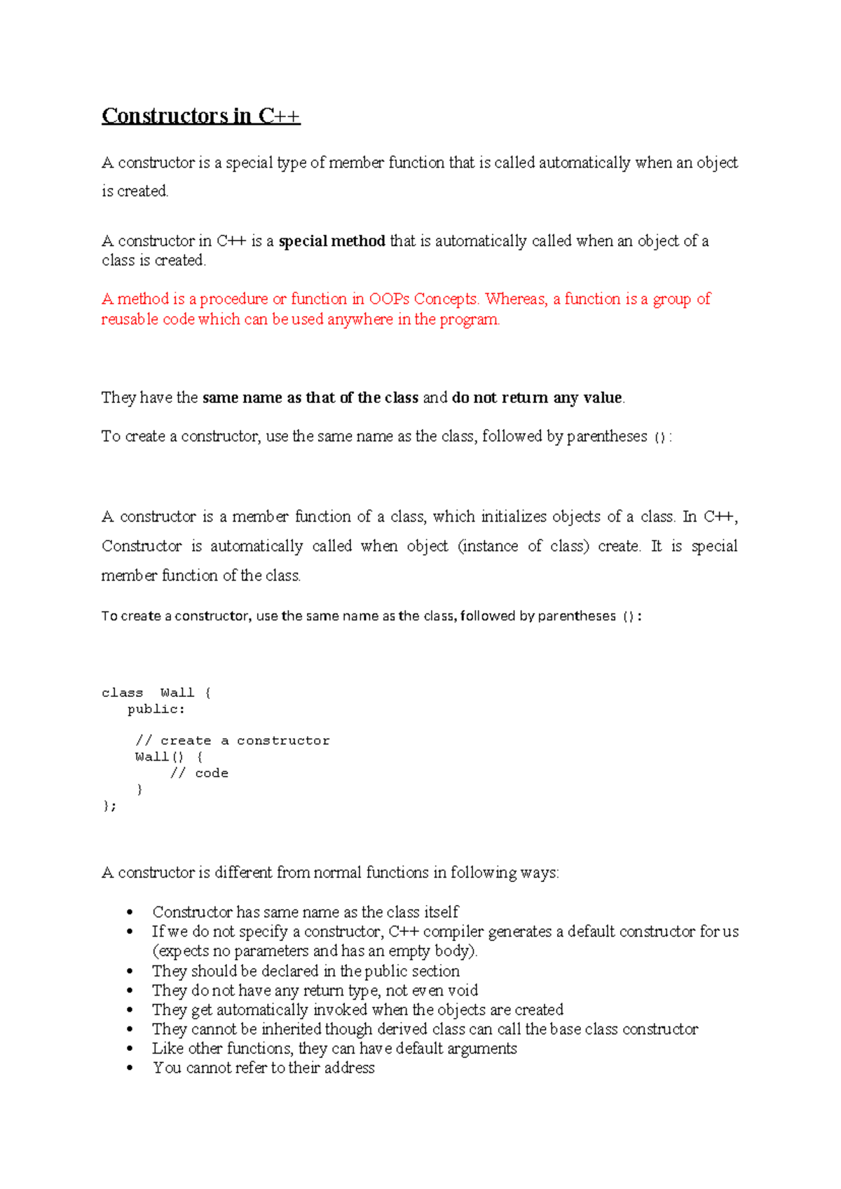 Constructors in c++ - Constructors in C++ A constructor is a special ...