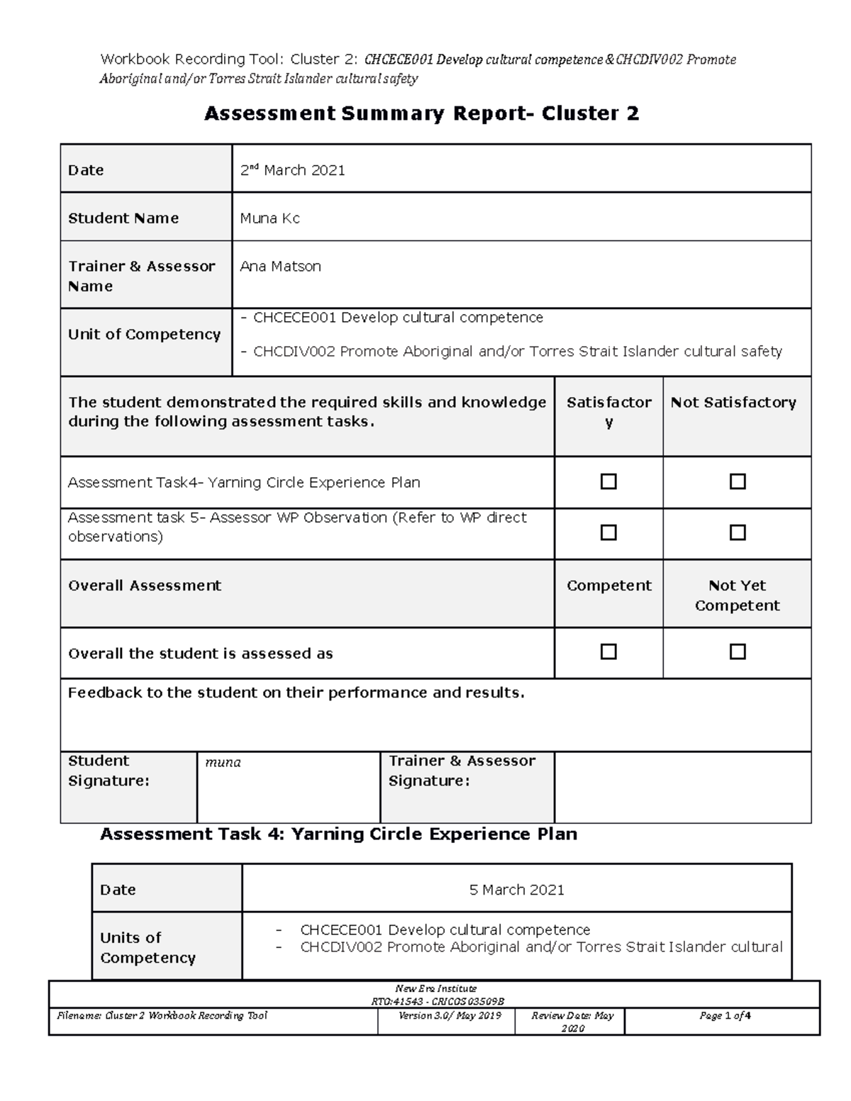 Cluster 2 Wp Recording tool - Aboriginal and/or Torres Strait Islander ...