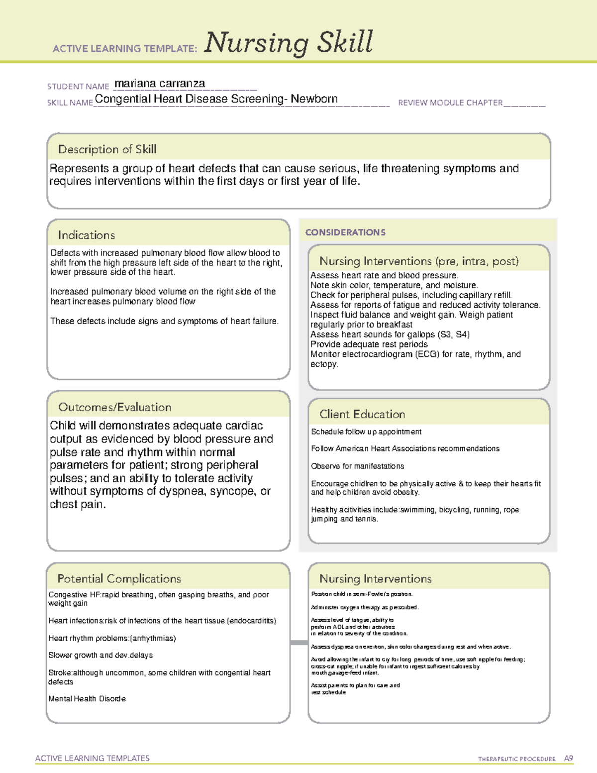 Nursing Skill-Congential Heart Disease - ACTIVE LEARNING TEMPLATES ...