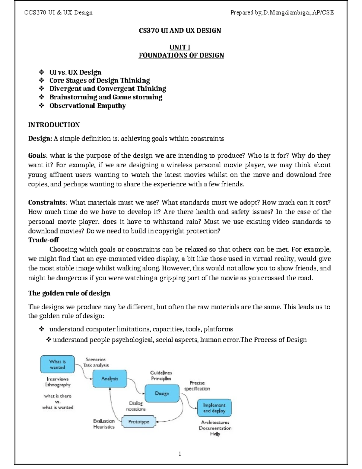 UI & UX QB - Exam preparation - UNIT-I- FOUNDATIONS OF DESIGN PART-A 1 ...