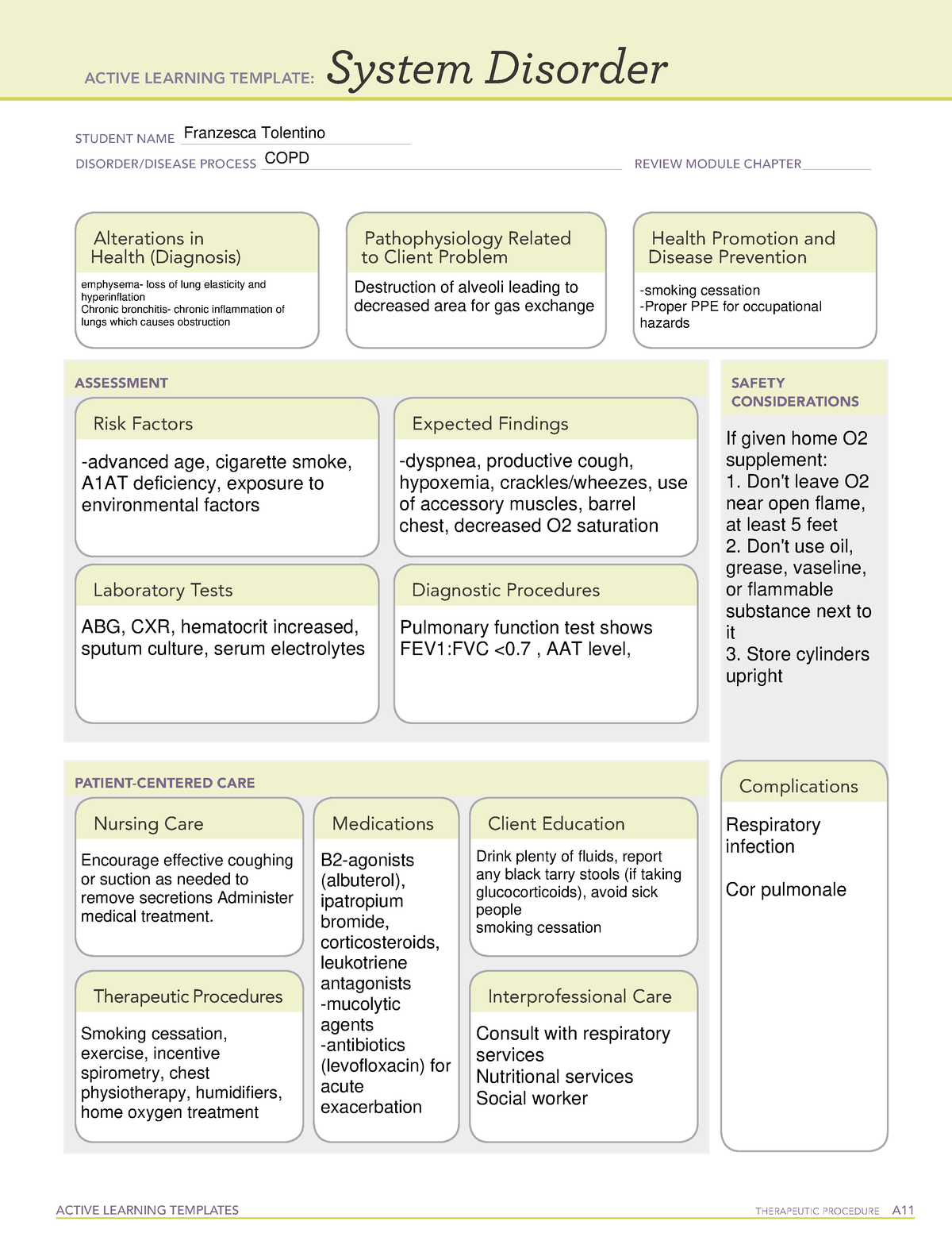 Ati System Disorder Template Copd