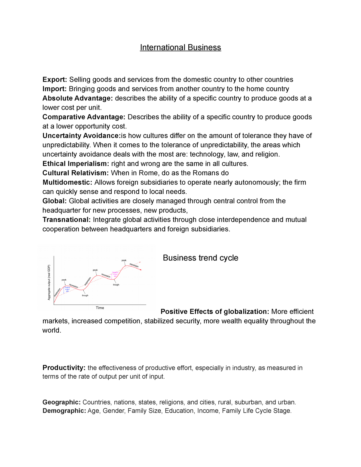 International Business - International Business Export: Selling goods