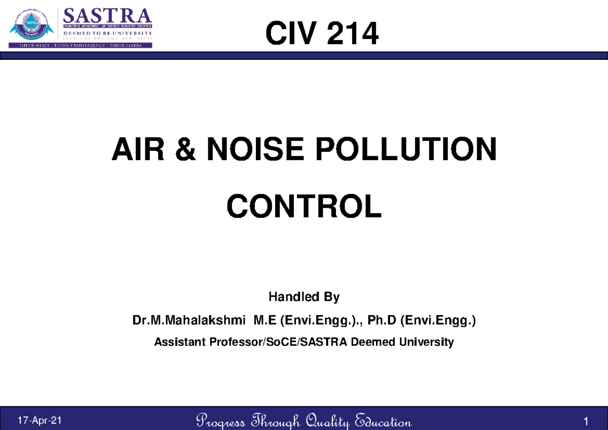 CIV214 Unit III I - Air and Noise Pollution notes - Progress Through ...