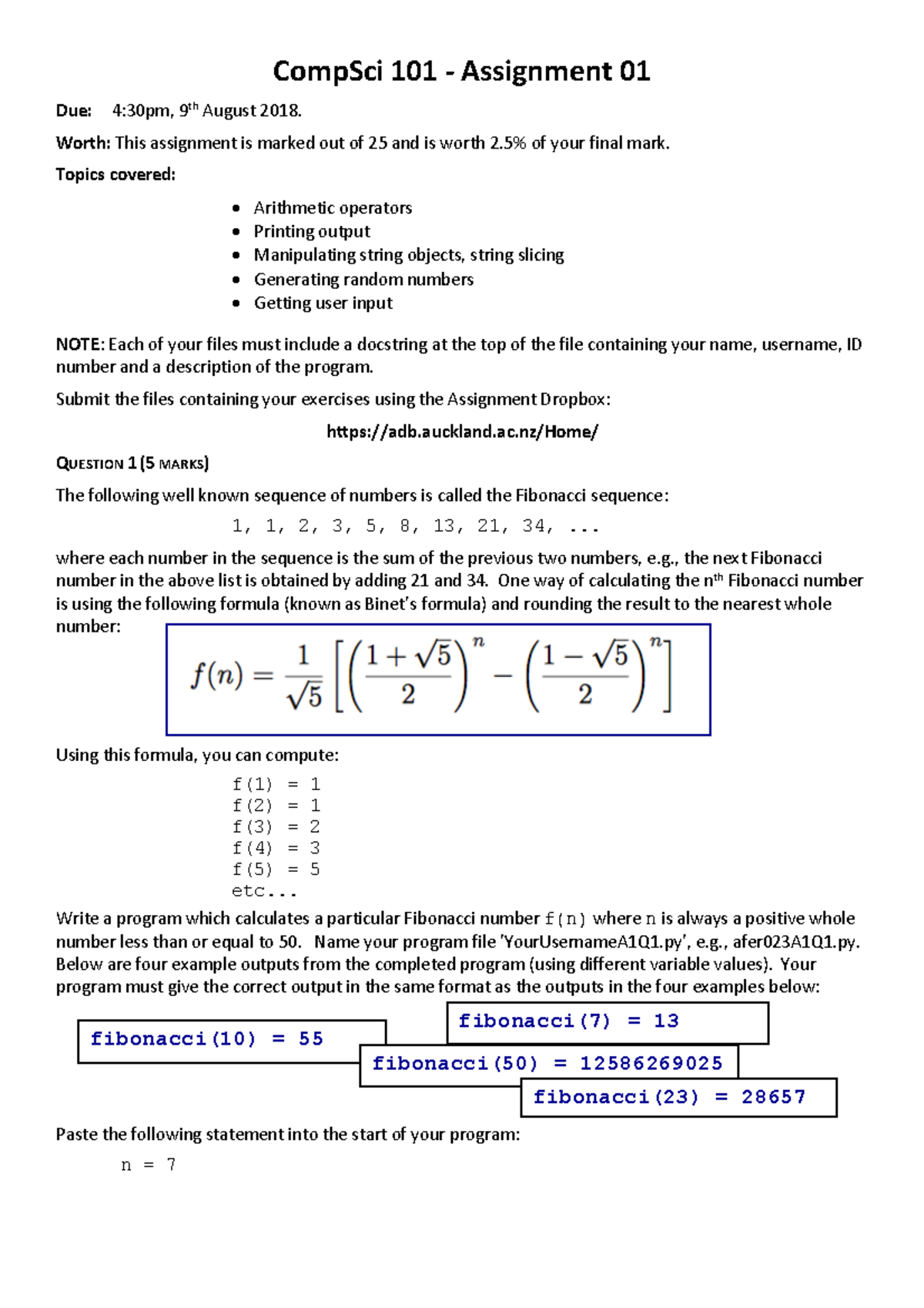 Assignment 1 - Worth: This assignment is marked out of 25 and is worth ...