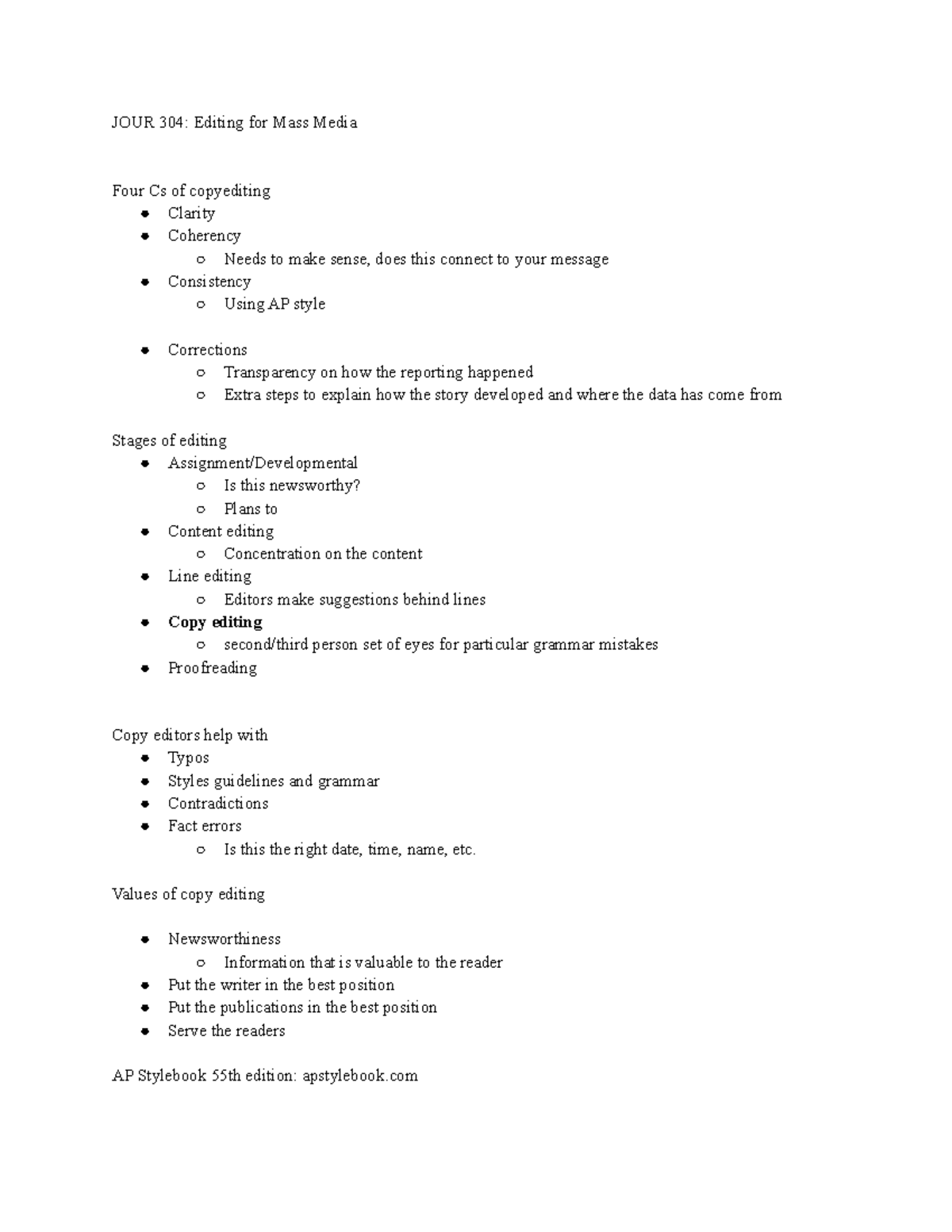 Editing for Mass Media Introduction - JOUR 304: Editing for Mass Media ...