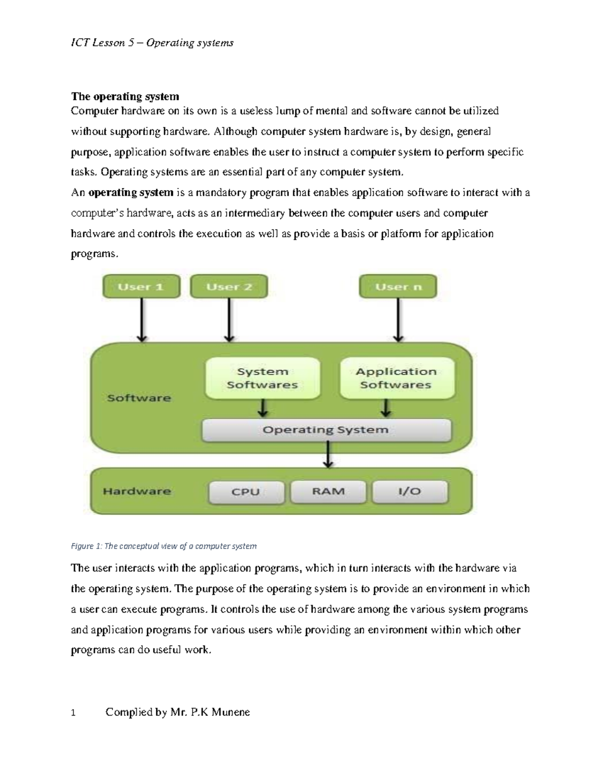 ICT Lesson 5 - Operating Systems - The operating system Computer ...