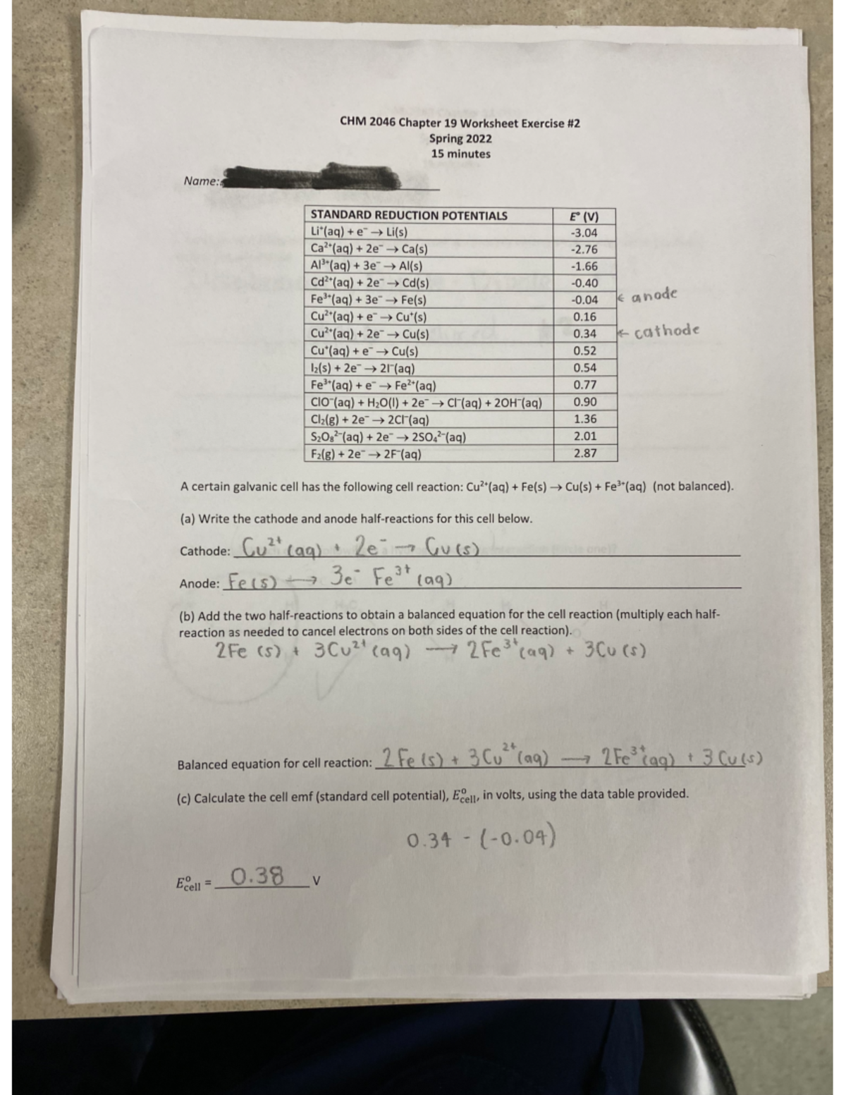Ch 19 worksheet - CHM 2046 - Studocu