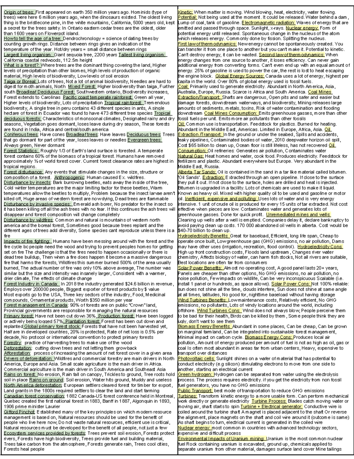 ES110 Midterm Cheat Sheet Origin of trees First appeared on earth