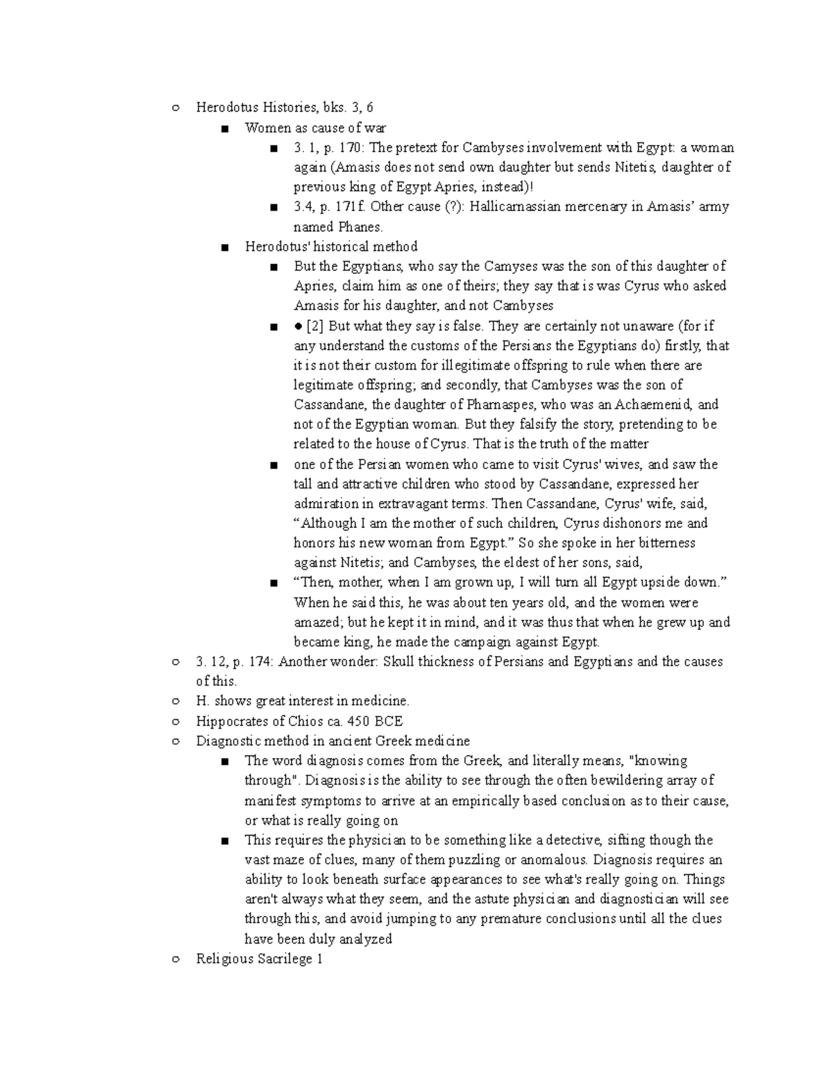 Chapter Ten - Notes - Herodotus Histories, bks. 3, 6 Women as cause of ...