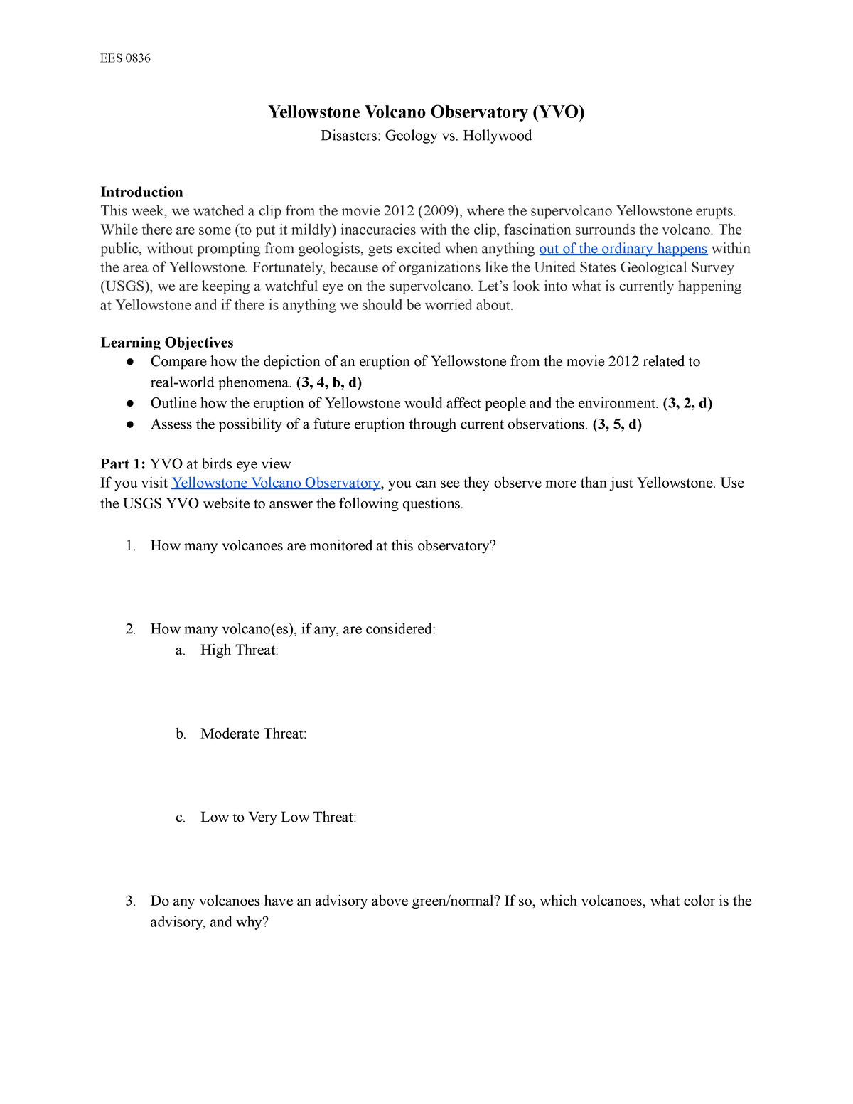 HW Yellostone VO1 yellowstone EES 0836 Yellowstone Volcano