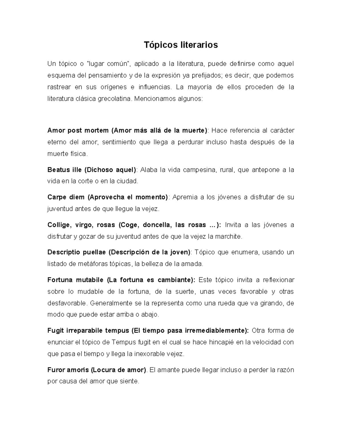 Tópicos literarios - Tópicos literarios Un tópico o “lugar común ...