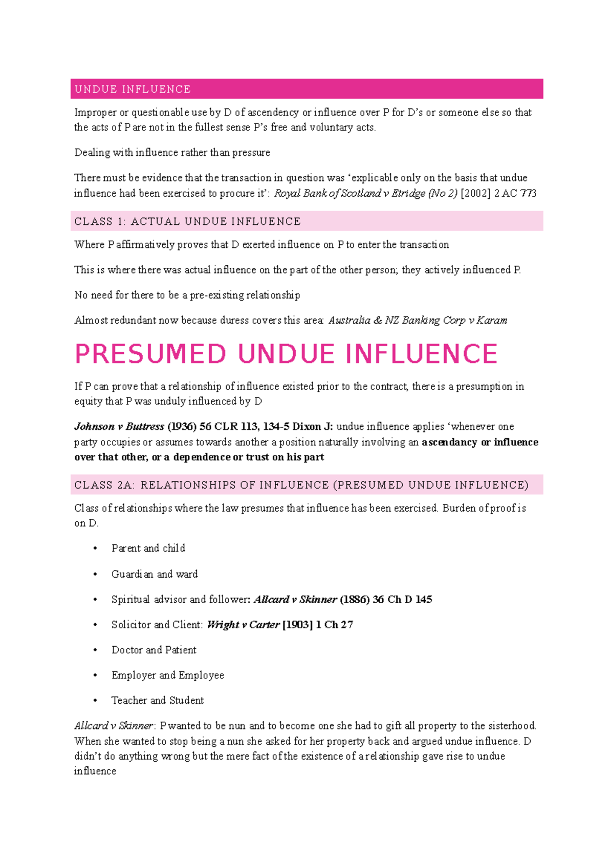 Undue influence (wk 3) - UNDUE INFLUENCE Improper or questionable use ...