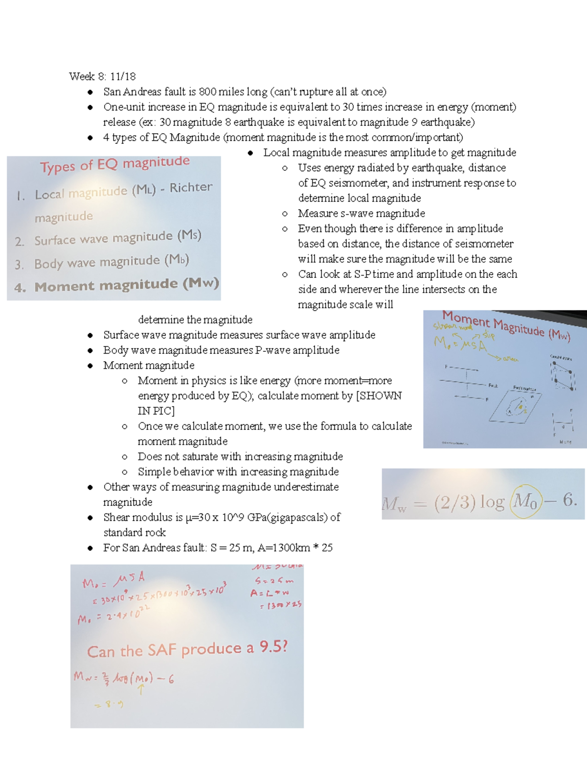 Week 8 Lecture Notes - Prof. Ghosh - Week 8: 11/ San Andreas fault is ...