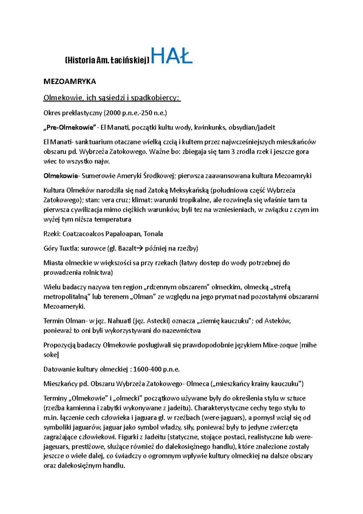 HAŁ (Historia Ameryki Łacińskiej) - (Historia Am. Łacińskiej)HAŁ ...