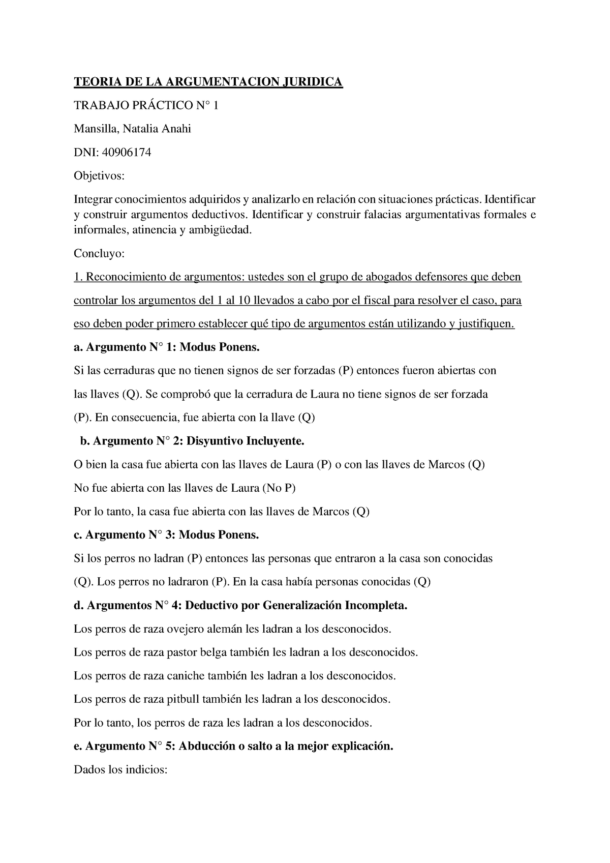 Tp 1 Teoria De La Argumentacion Teoria De La Argumentacion Juridica Trabajo PrÁctico N° 1 2849