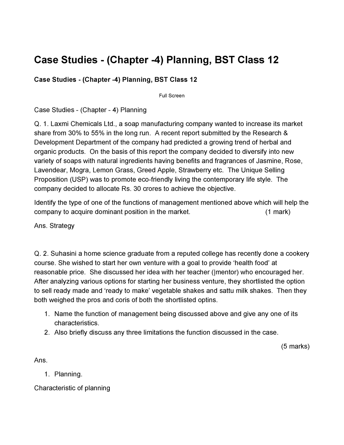case study planning in management