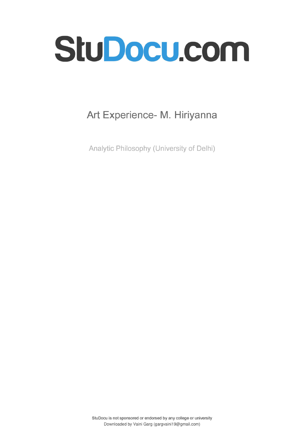 Art-experience-m-hiriyanna Plaese Take A Look Int - StuDocu Art ...