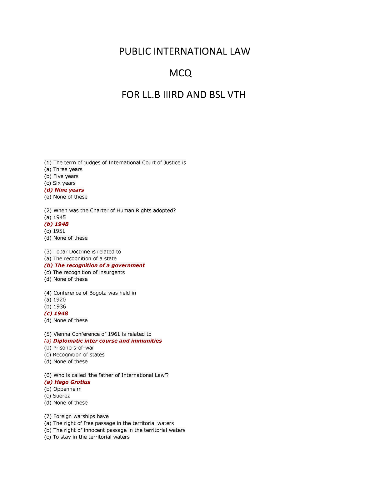 legal principles through case study mcq