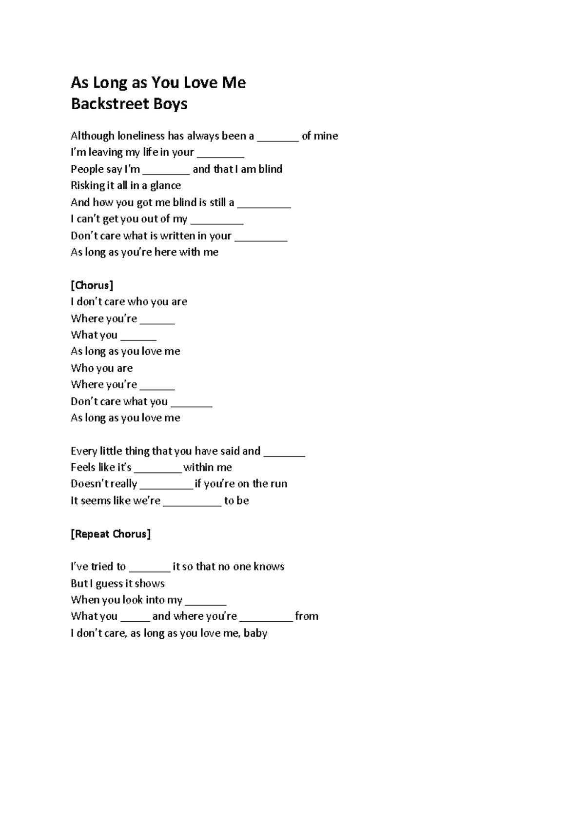 Lyrics To As Long As U Love Me - 8gfq273