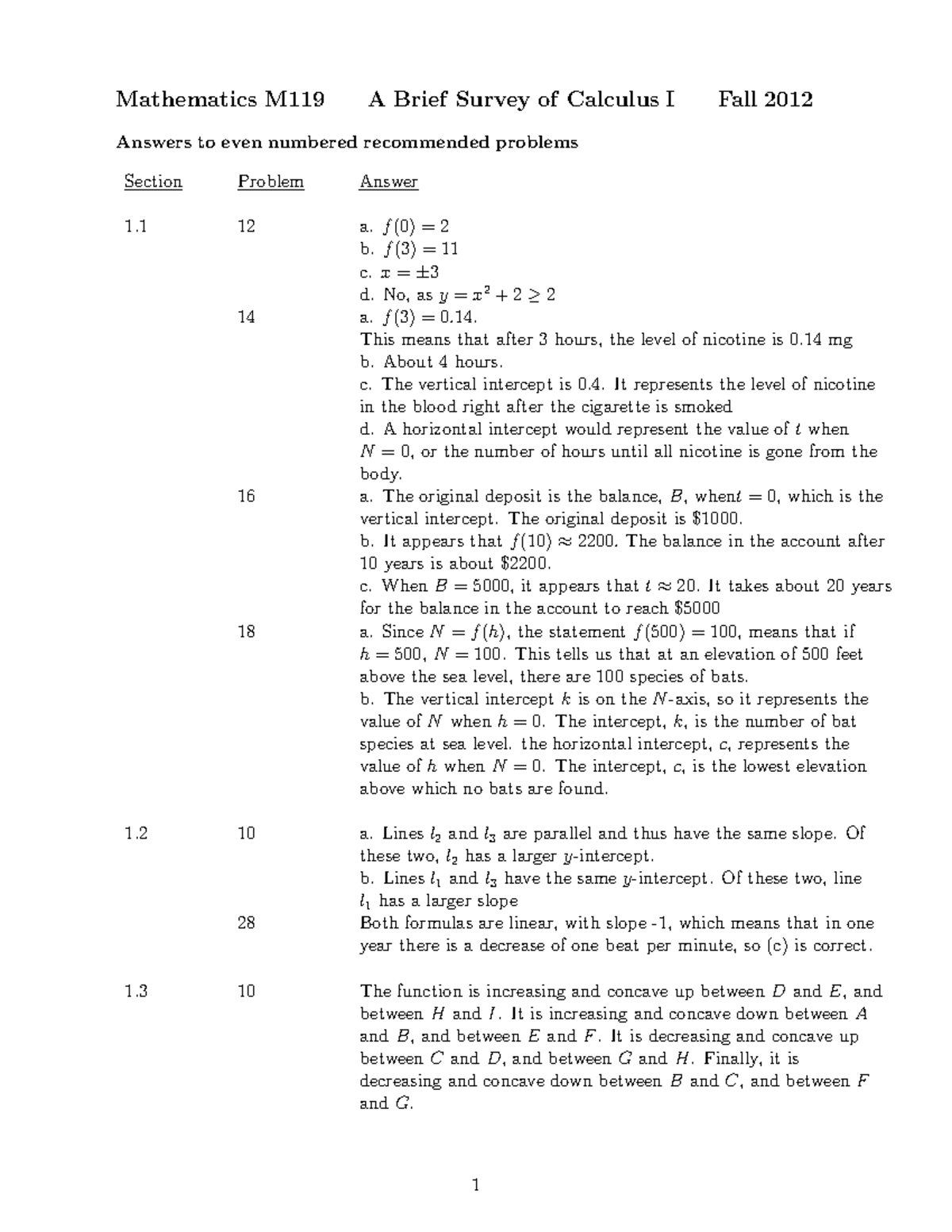 Practical - Brief Survey Of Calculus I - Mathematics M119 A Brief ...