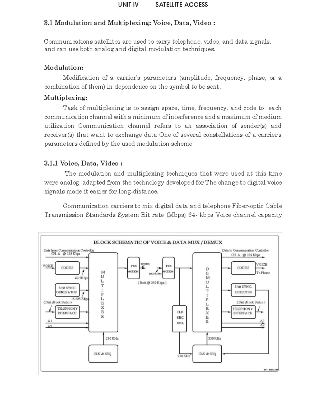 Unit 4 satellite access - UNIT IV SATELLITE ACCESS 3 Modulation and ...