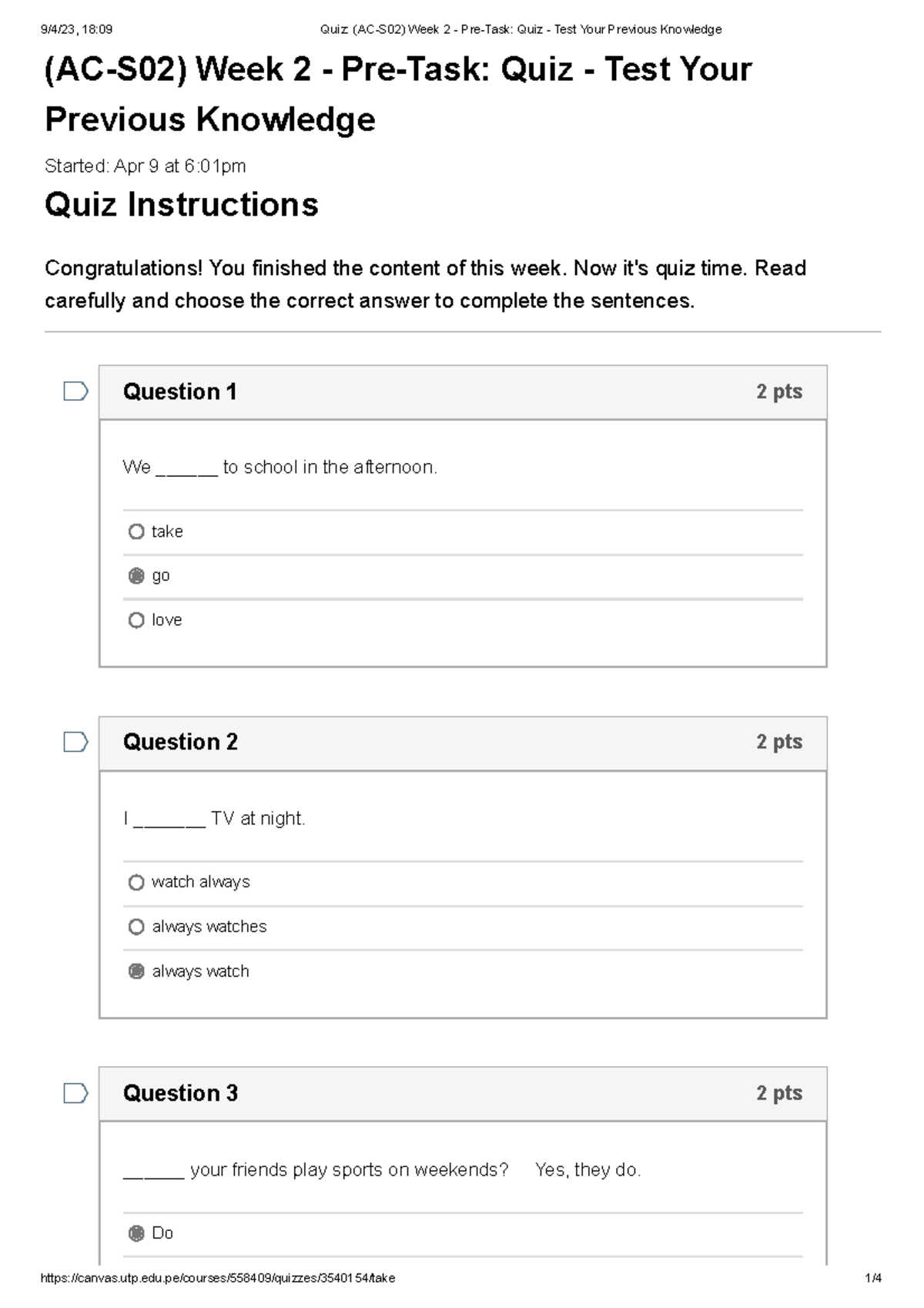 Quiz (AC-S02) Week 2 - Pre-Task Quiz - Test Your Previous Knowledge ...