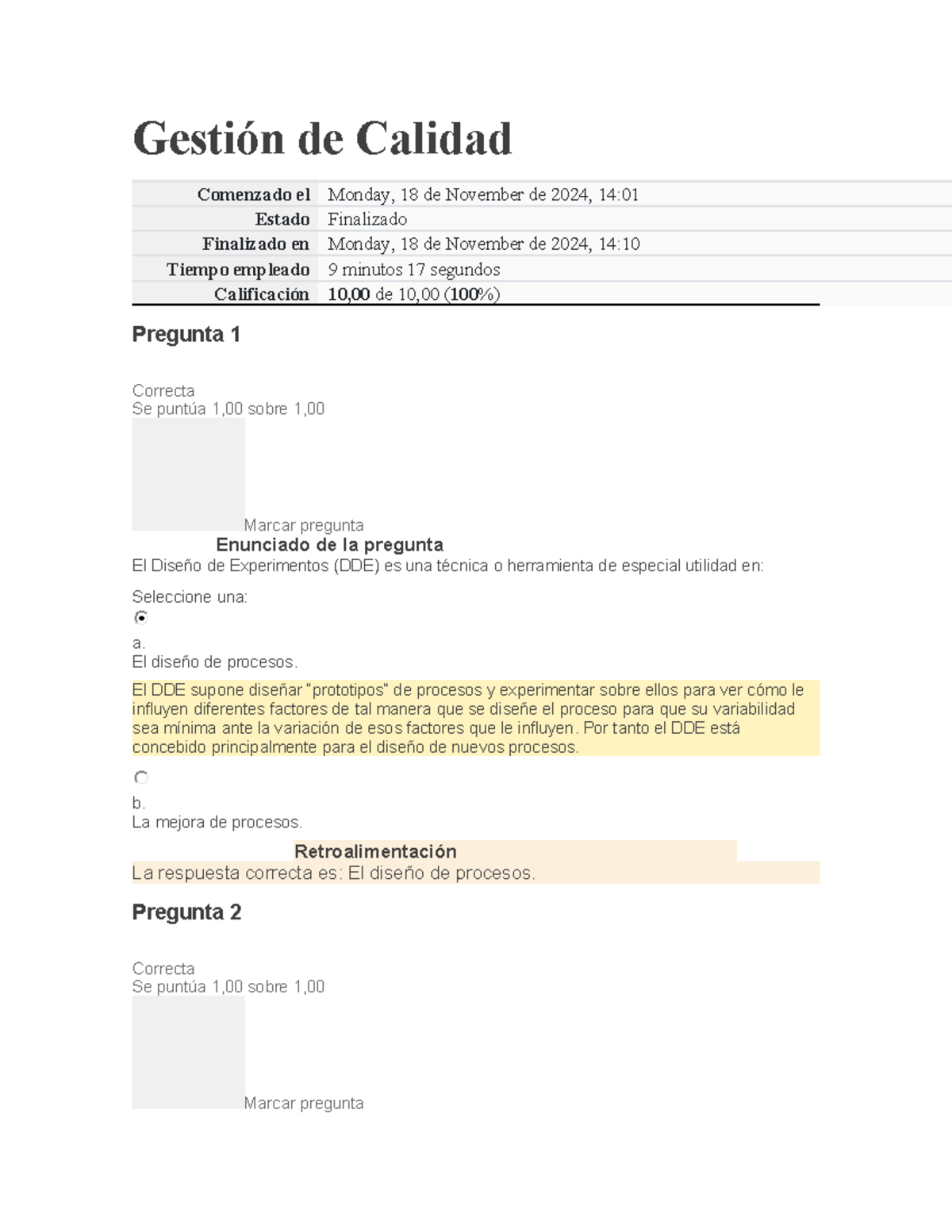 Gestión de Calidad unidad 3 - Gestión de Calidad Comenzado el Monday ...