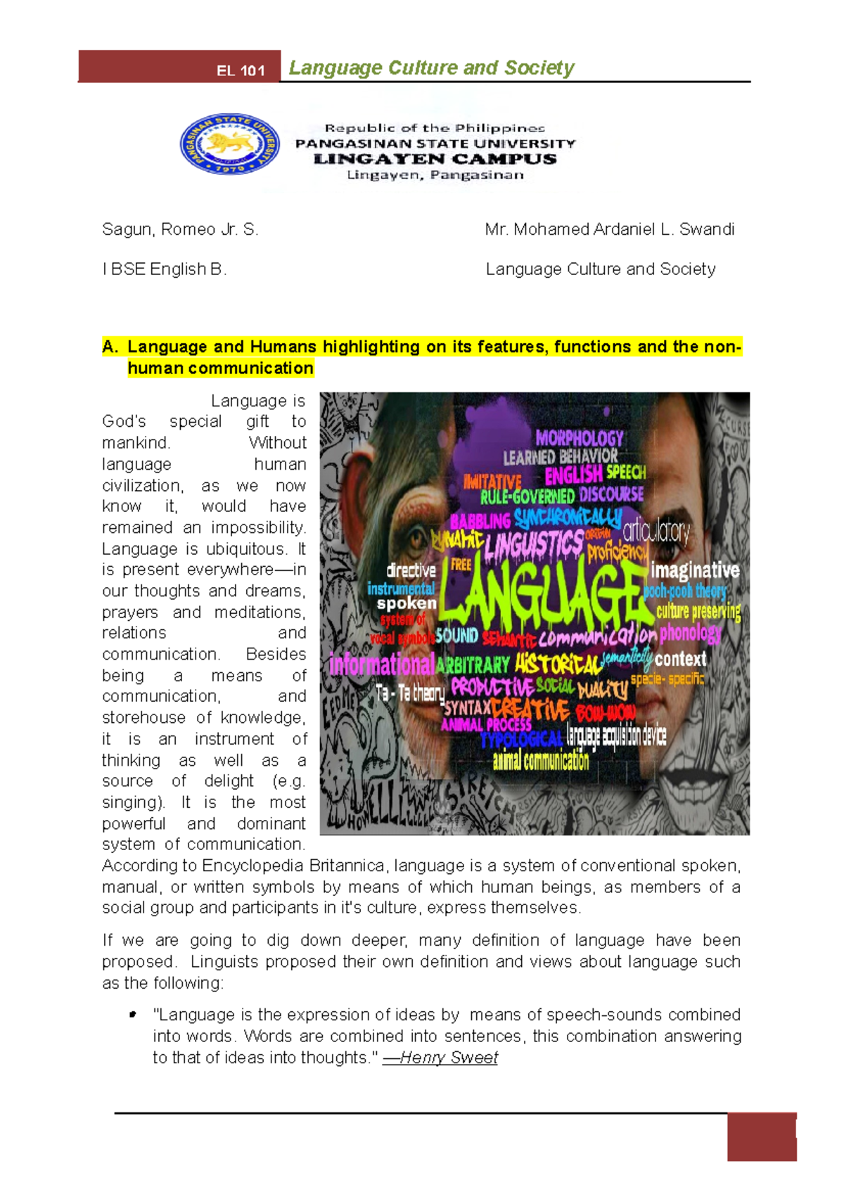 Sagun, Romeo (LCS Activities) - Language Culture and Society - PangSU ...