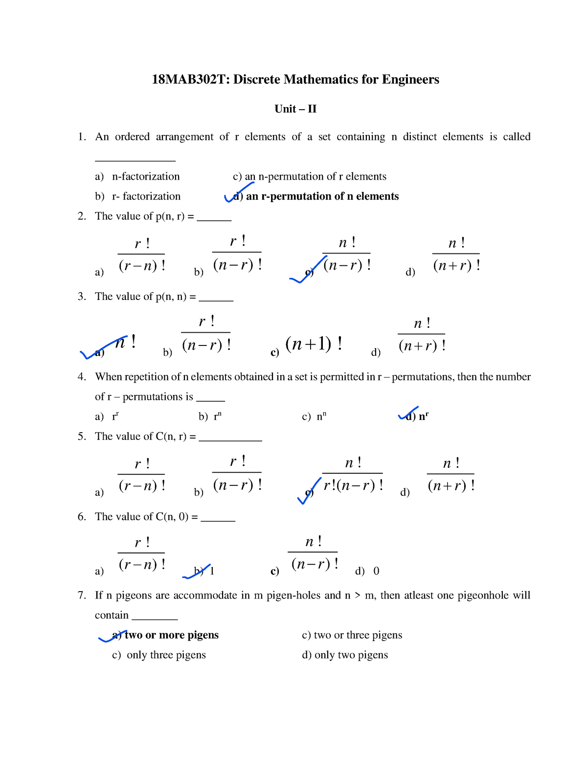 UNIT 02 - Mcqs - 18MAB302T: Discrete Mathematics For Engineers Unit ...