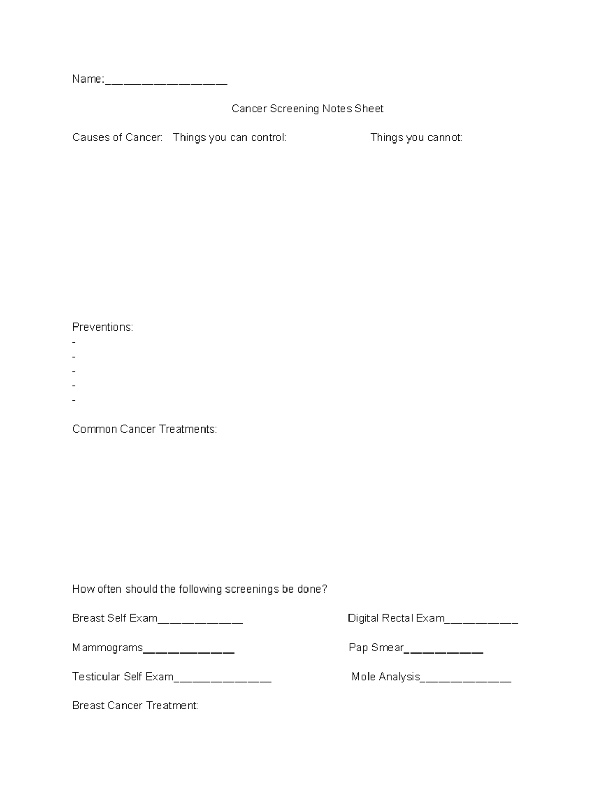 Cancer Screening - ededede - AGAC 6360 - Name ...