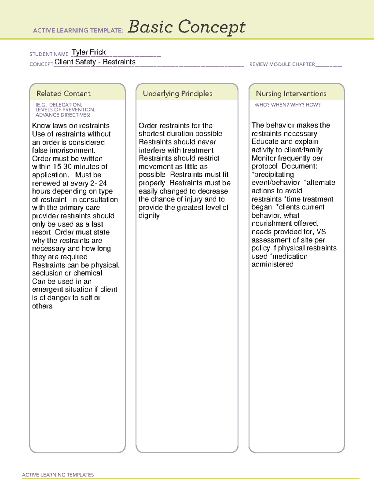 ATI 6 - ATI remediation notes - ACTIVE LEARNING TEMPLATES Basic Concept ...