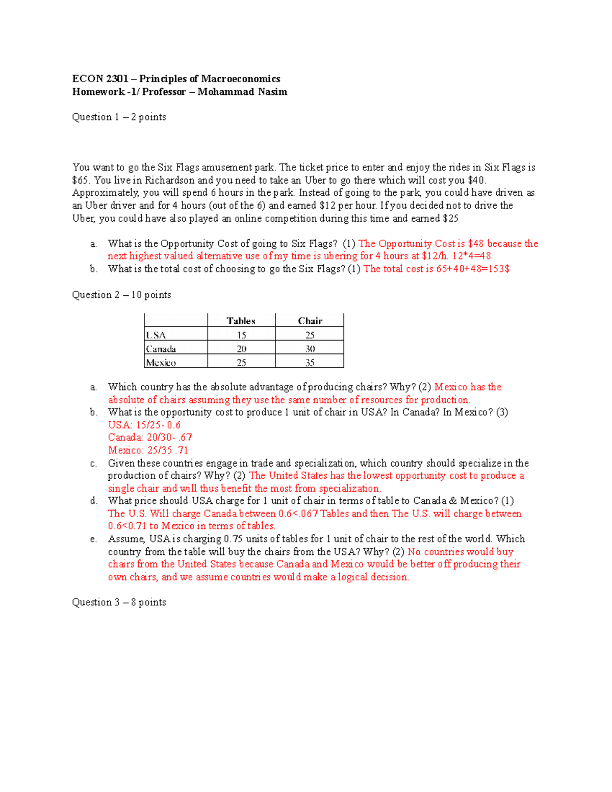 Homework 1 Solutions - Math Lecture Notes - ECON 2301 – Principles Of ...