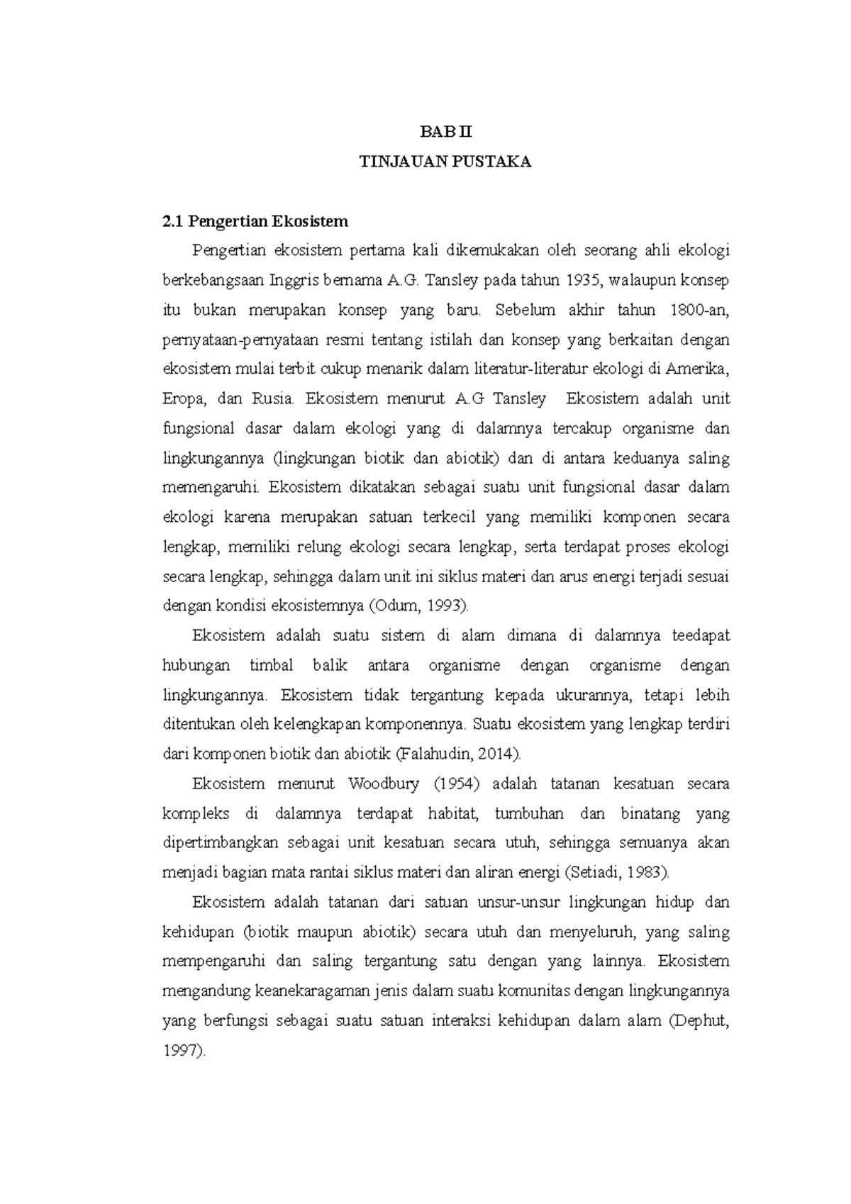 Tugas Akhir Biologi Umum Konsep Dasar Ekosistem Bab 2 - BAB II TINJAUAN ...