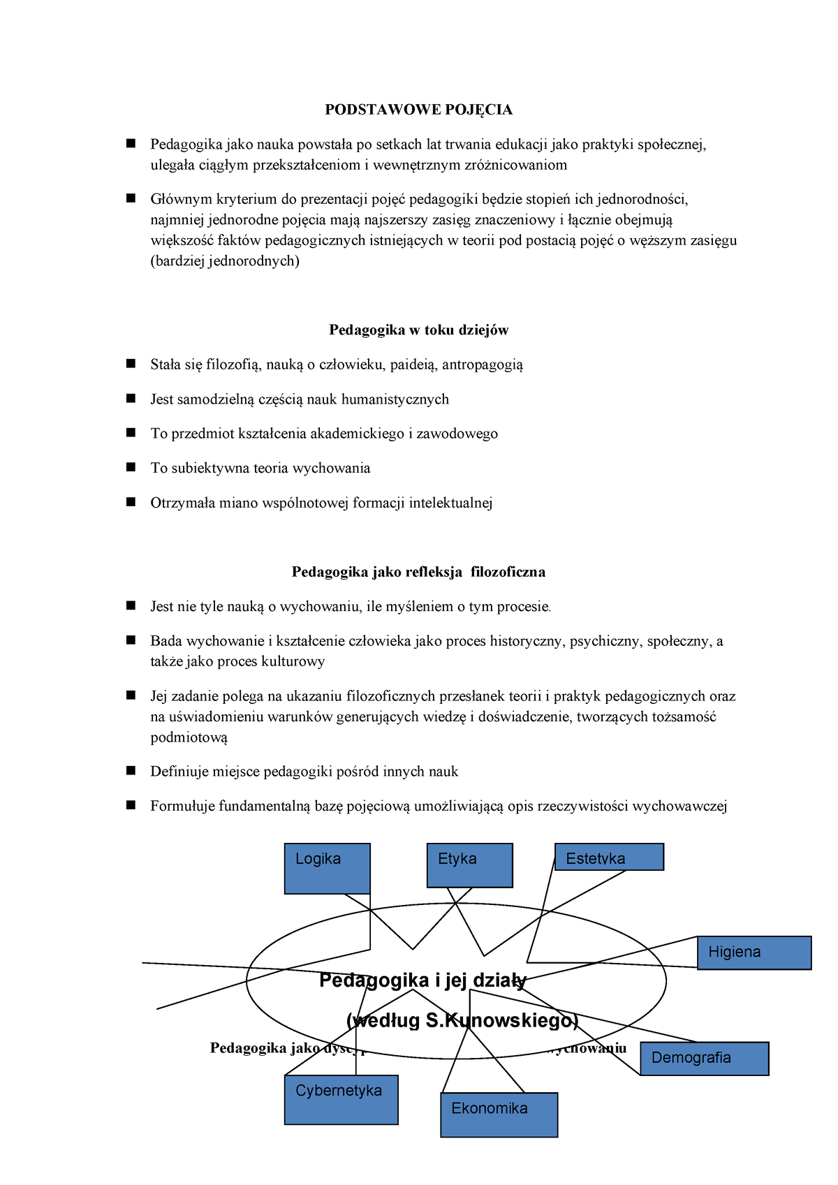 Podstawowe Pojęcia Pedagogika - Psychologia - UJK - Studocu