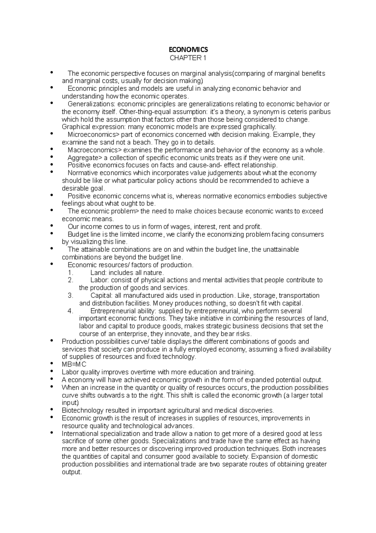 Economics - Summary - Economics Chapter 1 The Economic - Studeersnel