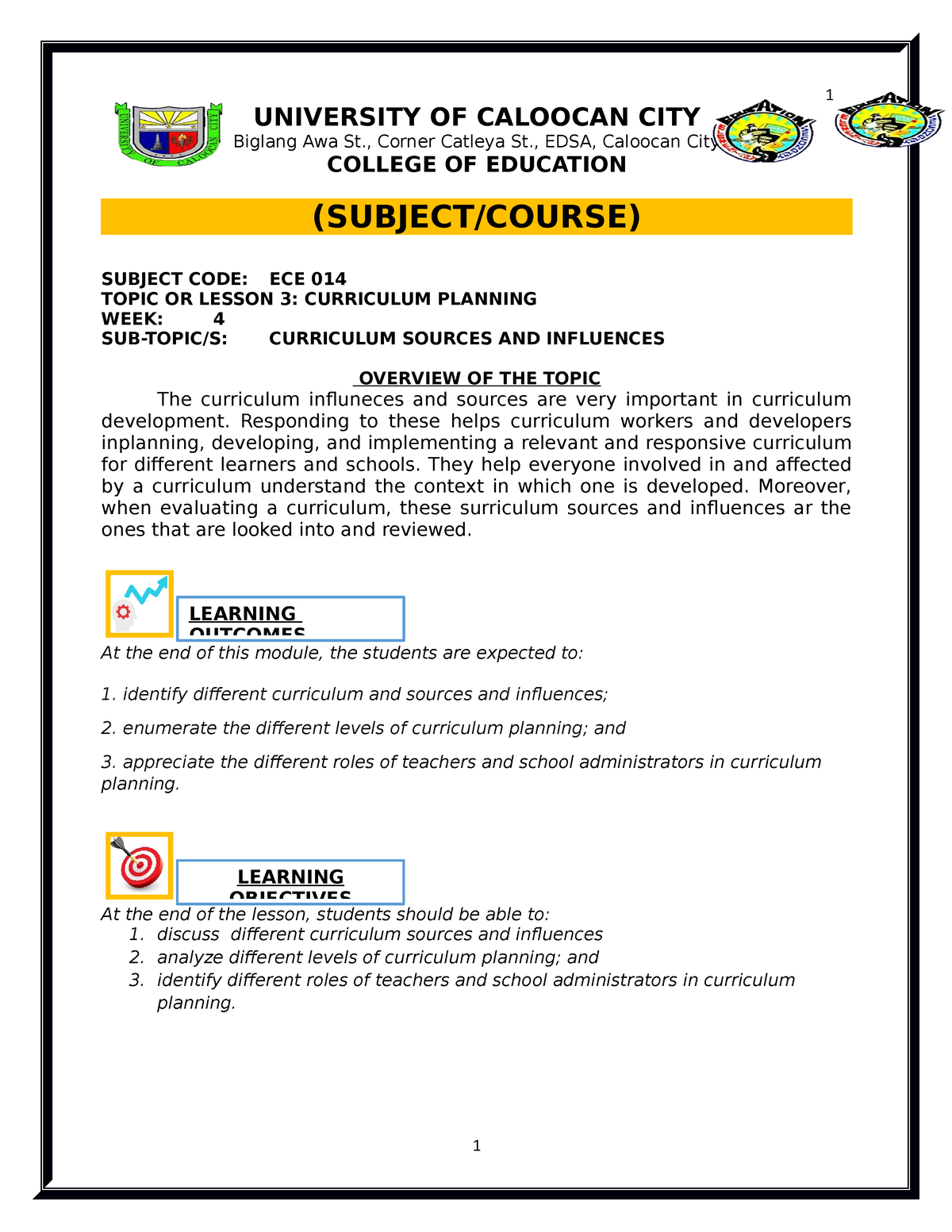 Module 3 WEEK 4 ECE014 - Child Development - UNIVERSITY OF CALOOCAN ...