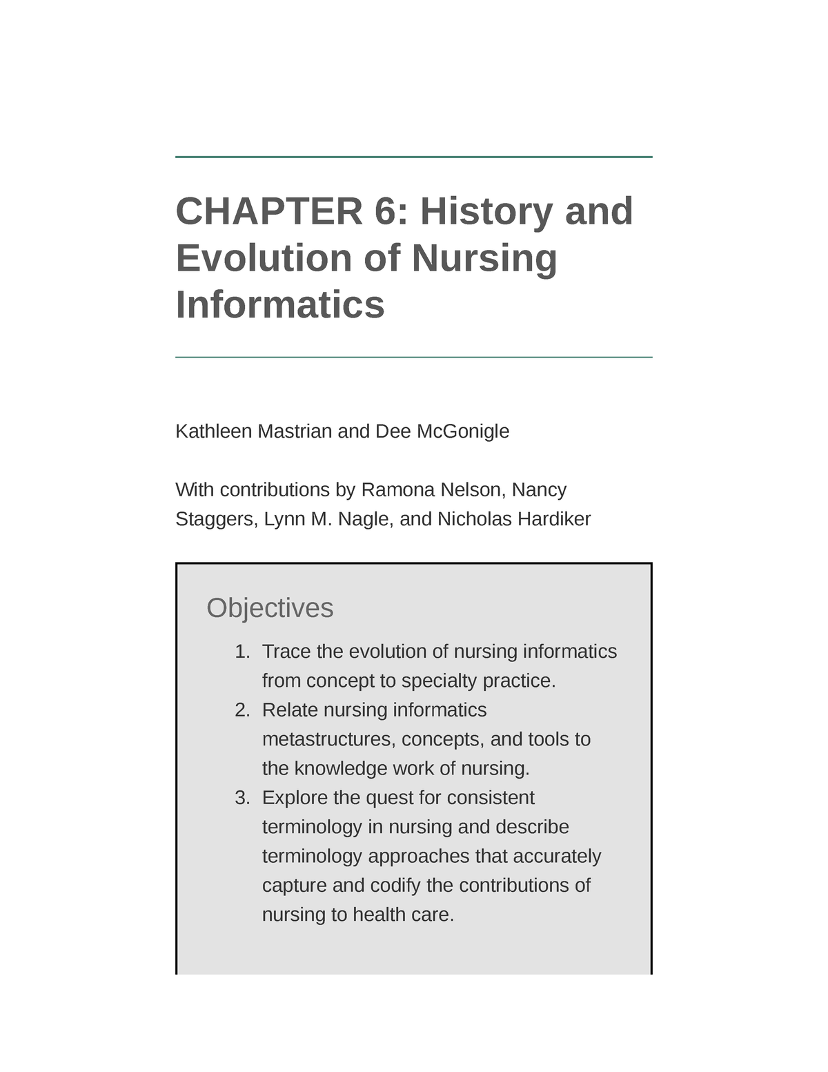 Nursing+Informatics+-+Chapter+06 - CHAPTER 6: History And Evolution Of ...