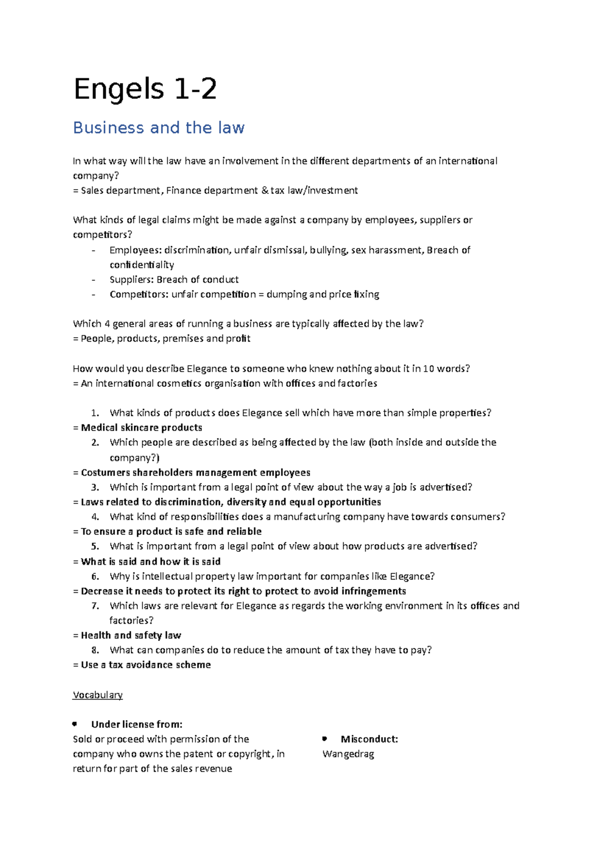 Engels II 12 woordjes vertaling Engels 2de jaar mod 1& 2 AP