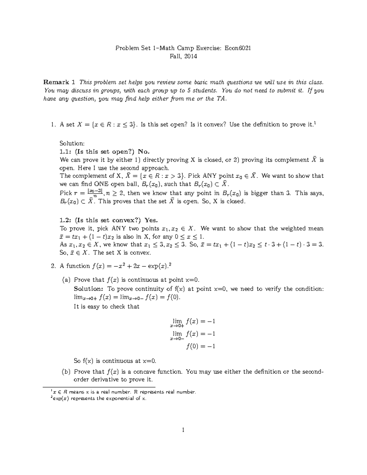 Microeconomic-Probset 1-solution - Problem Set 1–Math Camp Exercise ...