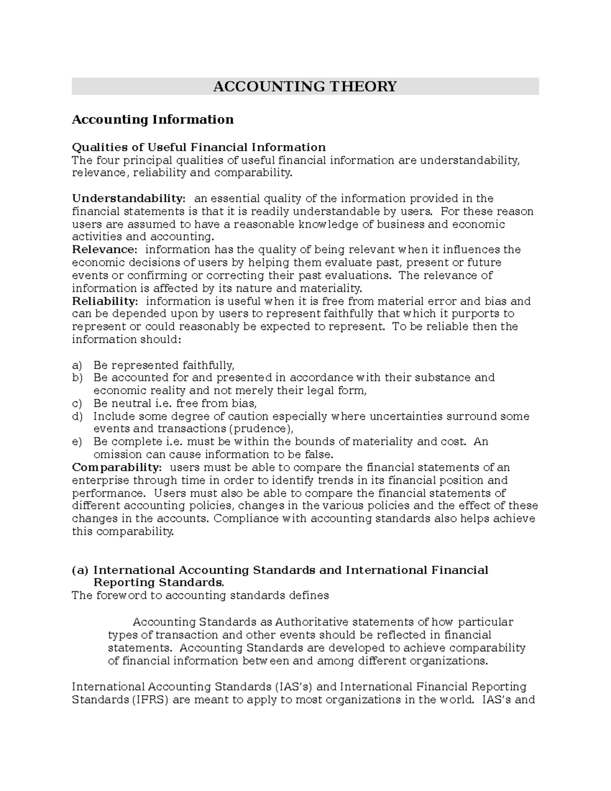 Accounting principles and concepts 1 ACCOUNTING THEORY Accounting