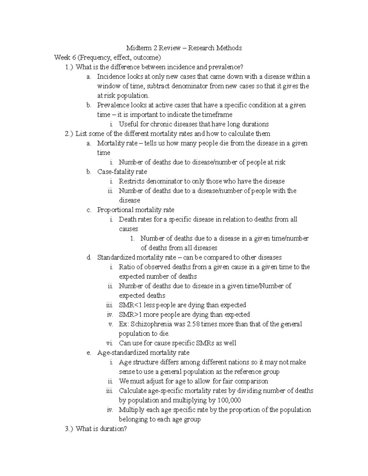 Midterm 2 Review weeks 6-9 - Midterm 2 Review – Research Methods Week 6 ...