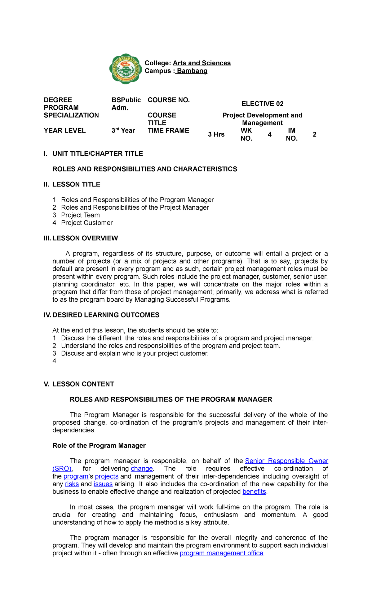 Proj-Devt.-Mgmt.-Chapter-2.docx - College: Arts and Sciences Campus ...