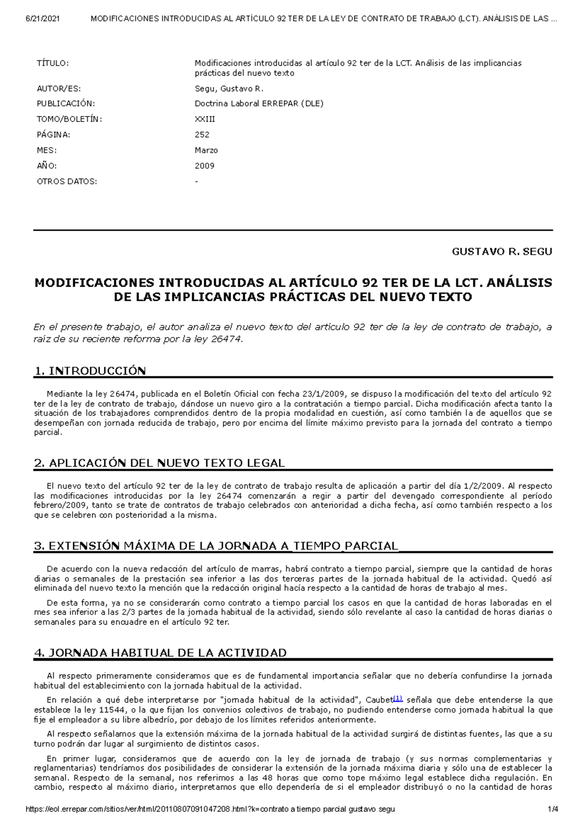 Contrato A Tiempo Parcial 1 T TULO Modificaciones Introducidas Al 