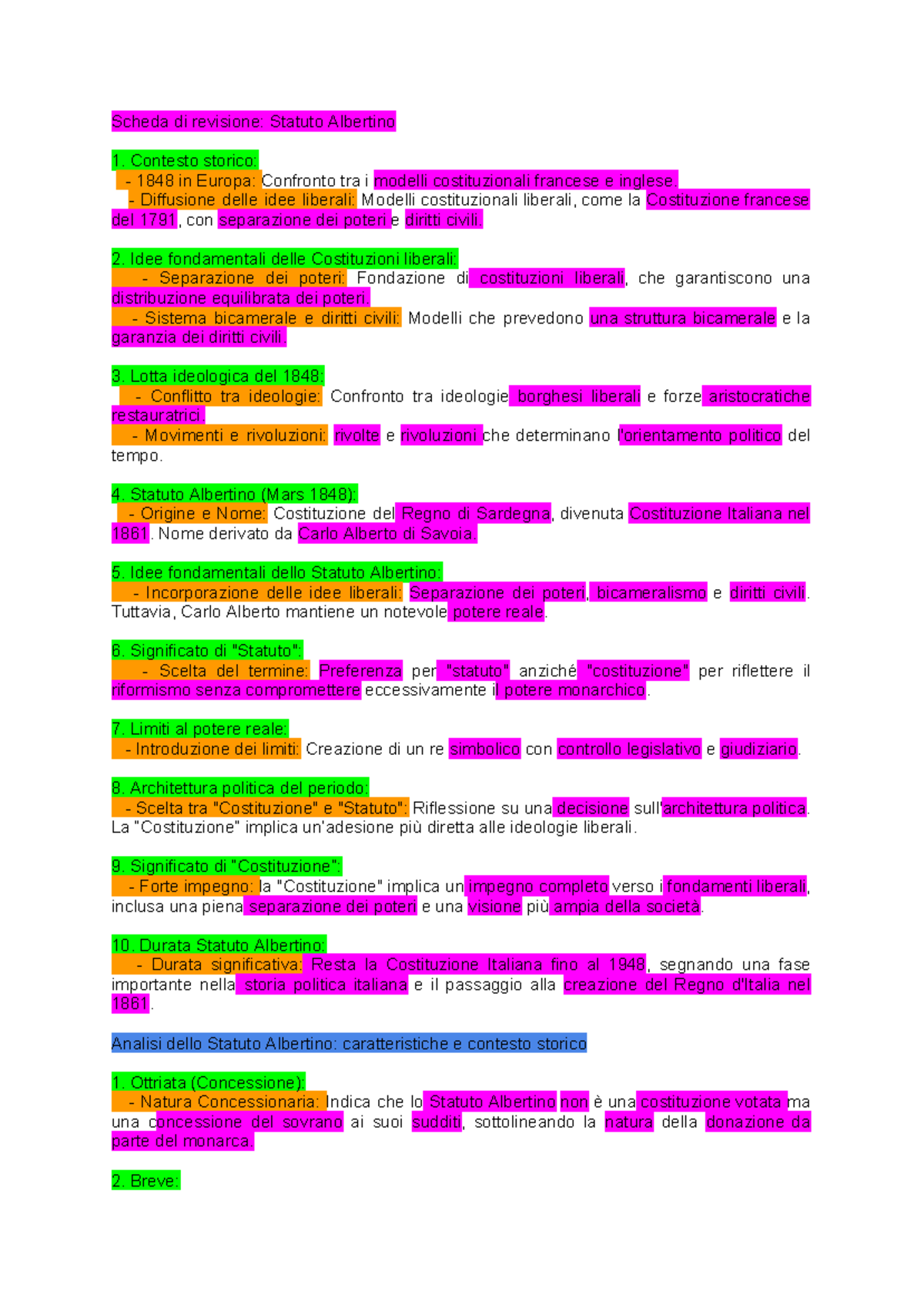 Fiche de Révision Statuto Albertino - Scheda di revisione: Statuto ...