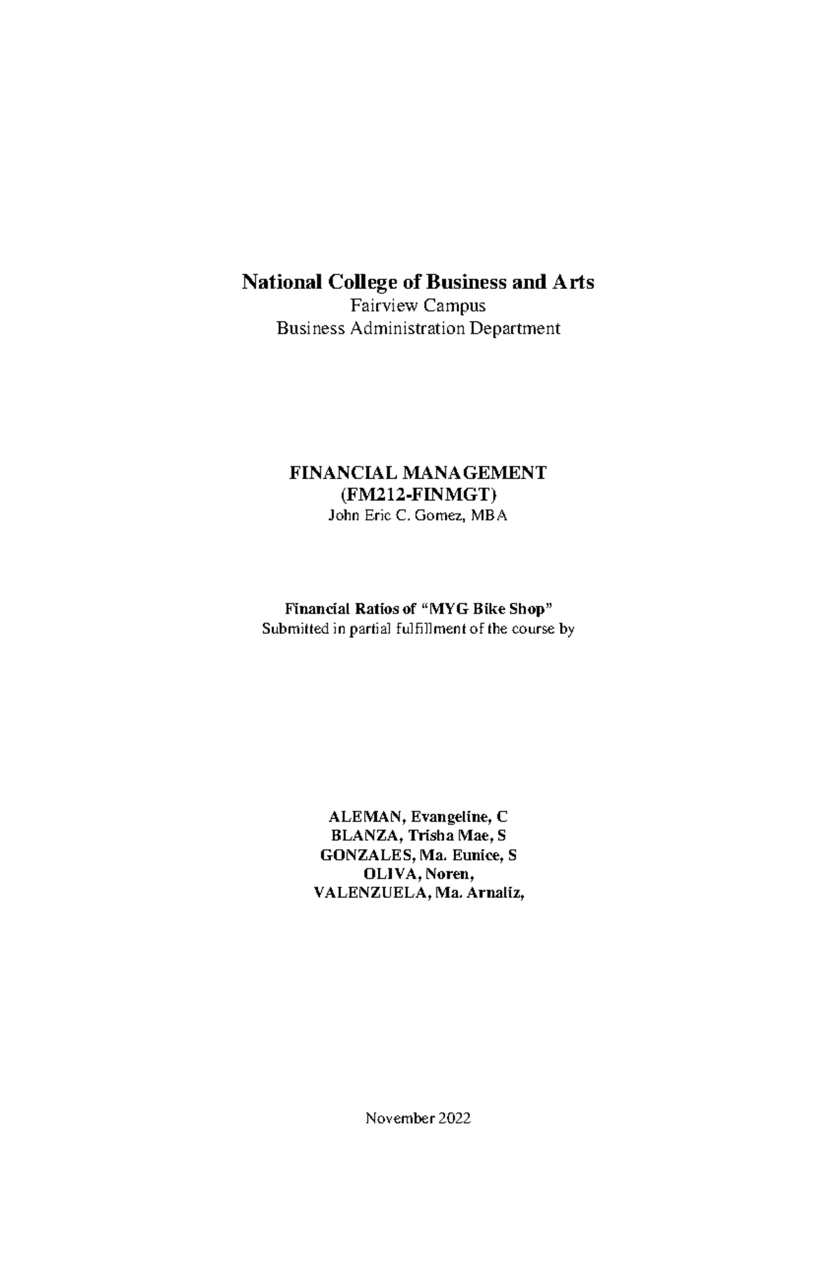 Financial- Ratios - notes - National College of Business and Arts ...