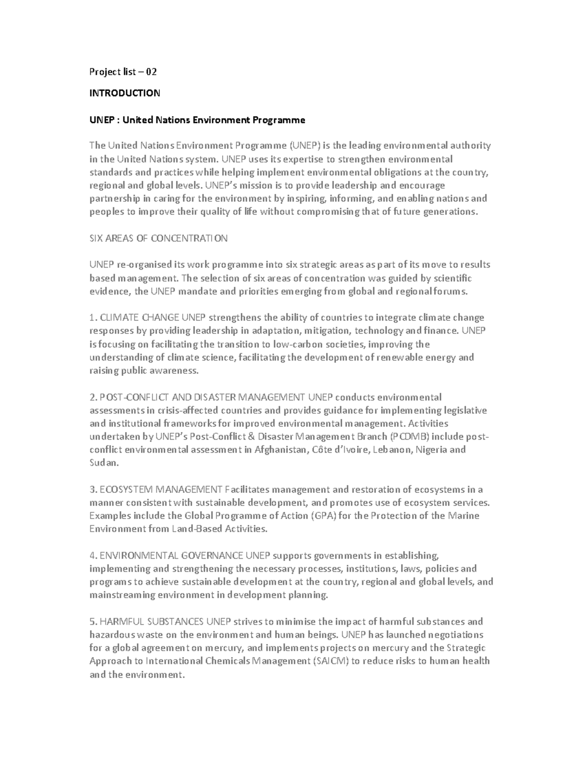 Kalyani brief report on environmental studies Project list 02